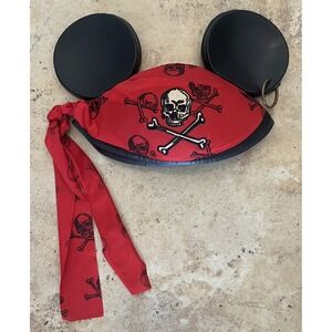 Disney Adult Ear Hat Pirates of the Caribbean Jack Sparrow Red Black Skull